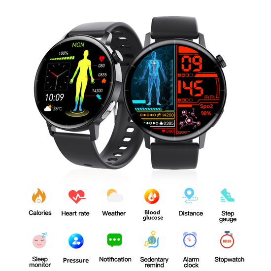 ECG monitor Smart Watch Non Invasive Blood Glucose Smart Watch with Blood Component Analysis